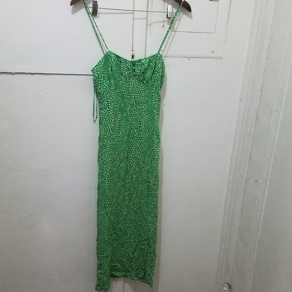 NWT ZARA ANIMAL PRINT DRESS GREEN / ECRU. - Picture 9 of 11